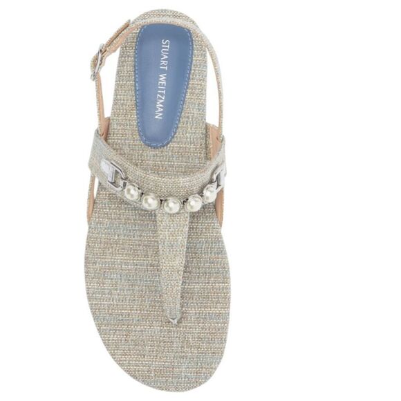 NEW Stuart Weitzman Perla women T-strap sandals in gray/light blue. Size 6
